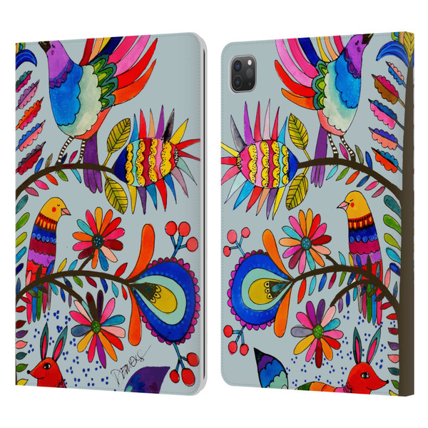 Sylvie Demers Floral Otomi Colors Leather Book Wallet Case Cover For Apple iPad Pro 11 2020 / 2021 / 2022