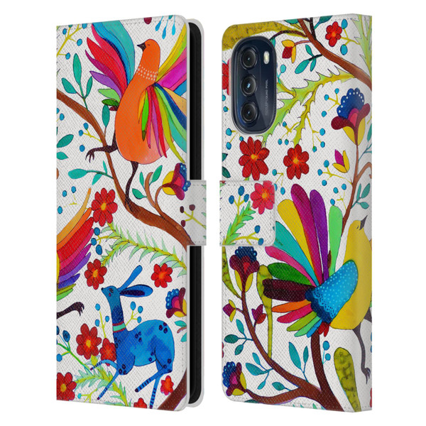 Sylvie Demers Floral Rainbow Wings Leather Book Wallet Case Cover For Motorola Moto G (2022)
