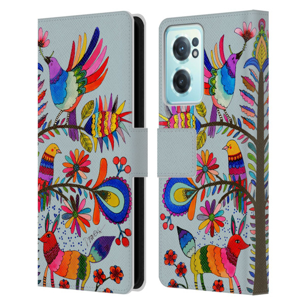 Sylvie Demers Floral Otomi Colors Leather Book Wallet Case Cover For OnePlus Nord CE 2 5G