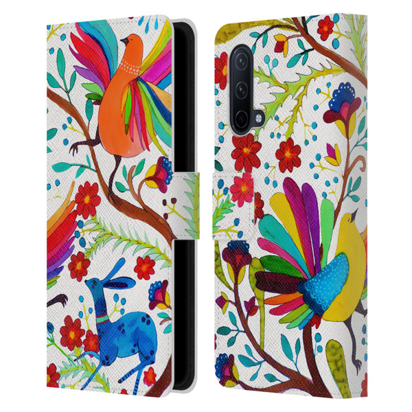 Sylvie Demers Floral Rainbow Wings Leather Book Wallet Case Cover For OnePlus Nord CE 5G