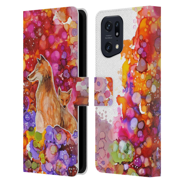Sylvie Demers Nature Mother Fox Leather Book Wallet Case Cover For OPPO Find X5