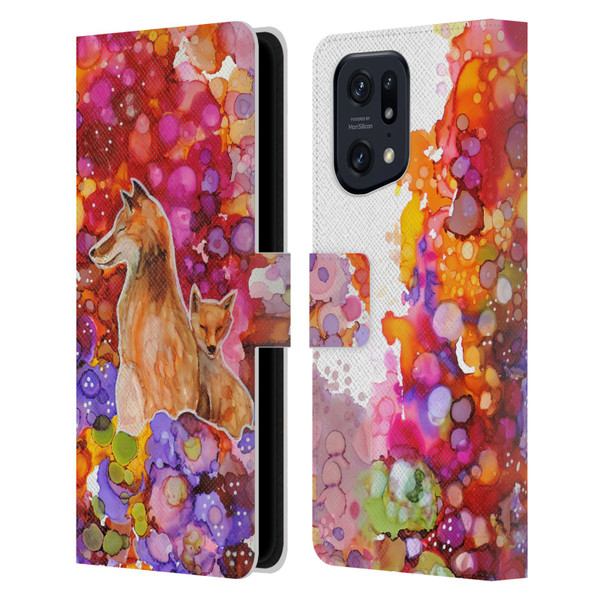 Sylvie Demers Nature Mother Fox Leather Book Wallet Case Cover For OPPO Find X5 Pro