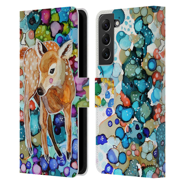 Sylvie Demers Nature Deer Leather Book Wallet Case Cover For Samsung Galaxy S22+ 5G