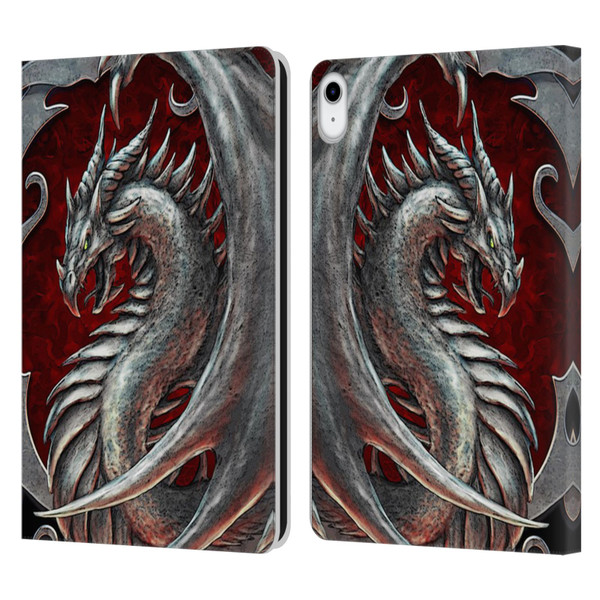 Christos Karapanos Dragons 2 Talisman Silver Leather Book Wallet Case Cover For Apple iPad 10.9 (2022)