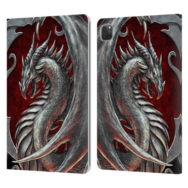 Christos Karapanos Dragons 2 Talisman Silver Leather Book Wallet Case Cover For Apple iPad Pro 11 2020 / 2021 / 2022