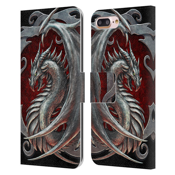Christos Karapanos Dragons 2 Talisman Silver Leather Book Wallet Case Cover For Apple iPhone 7 Plus / iPhone 8 Plus