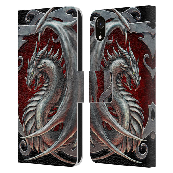 Christos Karapanos Dragons 2 Talisman Silver Leather Book Wallet Case Cover For Apple iPhone XR