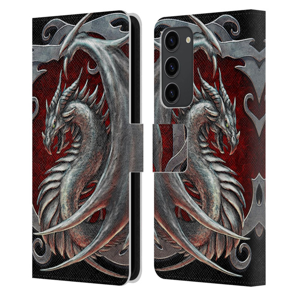 Christos Karapanos Dragons 2 Talisman Silver Leather Book Wallet Case Cover For Samsung Galaxy S23+ 5G