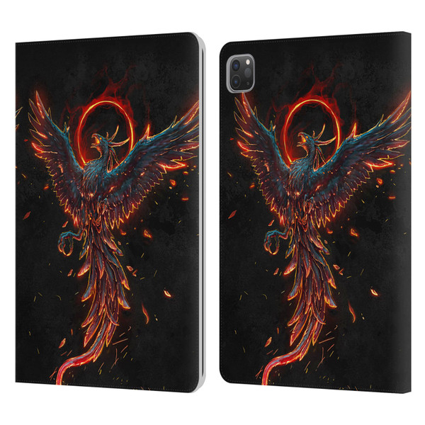 Christos Karapanos Mythical Art Black Phoenix Leather Book Wallet Case Cover For Apple iPad Pro 11 2020 / 2021 / 2022