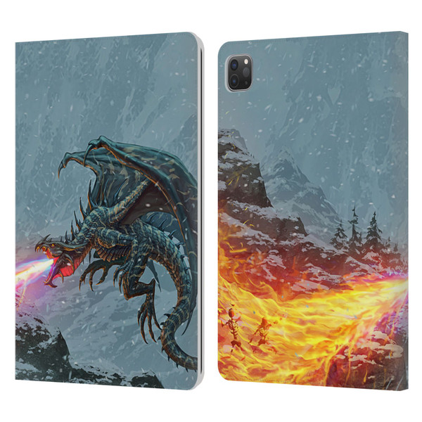 Christos Karapanos Mythical Art Power Of The Dragon Flame Leather Book Wallet Case Cover For Apple iPad Pro 11 2020 / 2021 / 2022