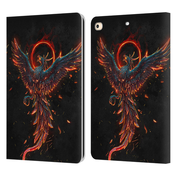 Christos Karapanos Mythical Art Black Phoenix Leather Book Wallet Case Cover For Apple iPad 9.7 2017 / iPad 9.7 2018