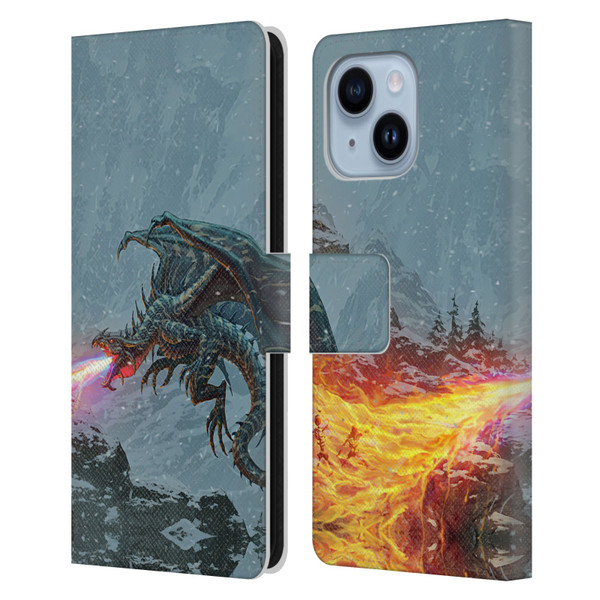 Christos Karapanos Mythical Art Power Of The Dragon Flame Leather Book Wallet Case Cover For Apple iPhone 14 Plus