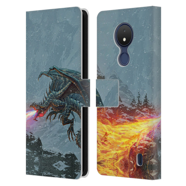 Christos Karapanos Mythical Art Power Of The Dragon Flame Leather Book Wallet Case Cover For Nokia C21