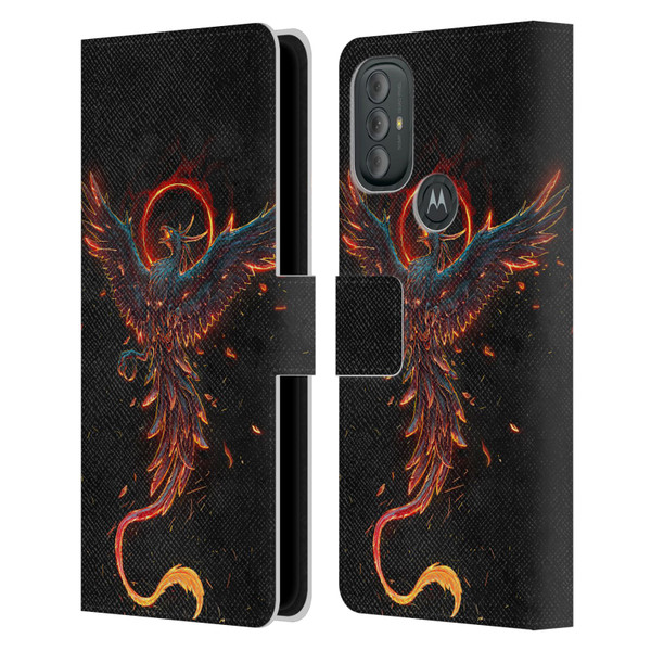 Christos Karapanos Mythical Art Black Phoenix Leather Book Wallet Case Cover For Motorola Moto G10 / Moto G20 / Moto G30