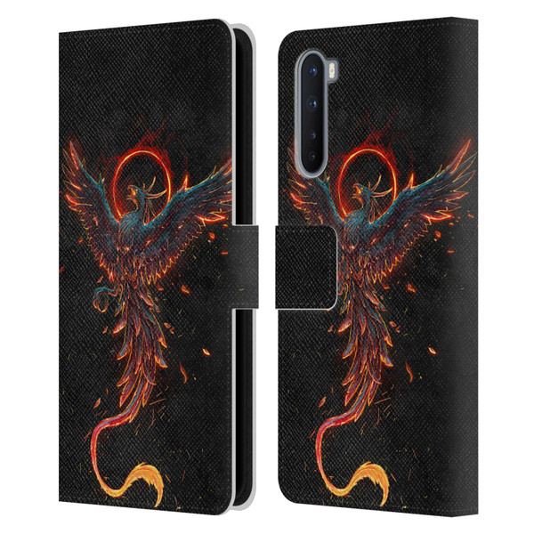 Christos Karapanos Mythical Art Black Phoenix Leather Book Wallet Case Cover For OnePlus Nord 5G