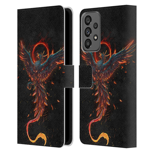 Christos Karapanos Mythical Art Black Phoenix Leather Book Wallet Case Cover For Samsung Galaxy A73 5G (2022)