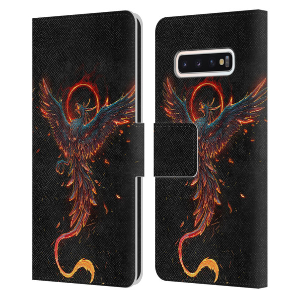 Christos Karapanos Mythical Art Black Phoenix Leather Book Wallet Case Cover For Samsung Galaxy S10
