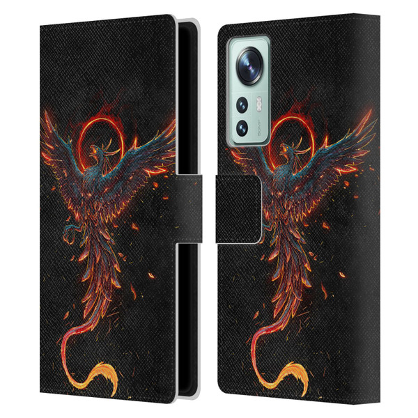 Christos Karapanos Mythical Art Black Phoenix Leather Book Wallet Case Cover For Xiaomi 12