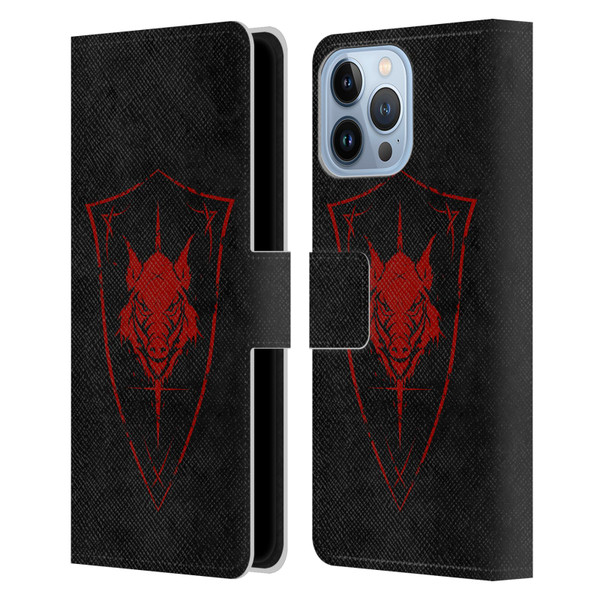 Christos Karapanos Shield Wild Boar Leather Book Wallet Case Cover For Apple iPhone 13 Pro Max