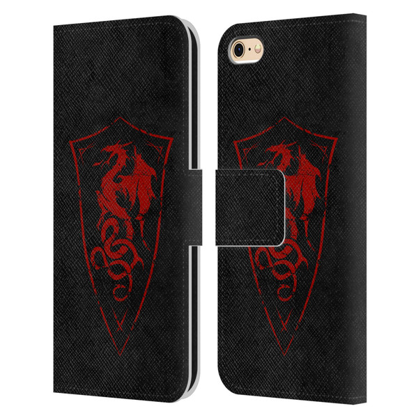 Christos Karapanos Shield Dragon Leather Book Wallet Case Cover For Apple iPhone 6 / iPhone 6s