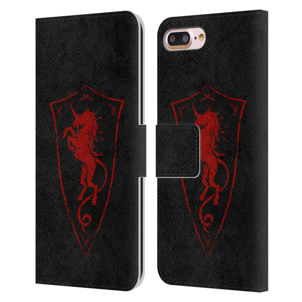 Christos Karapanos Shield Unicorn Leather Book Wallet Case Cover For Apple iPhone 7 Plus / iPhone 8 Plus