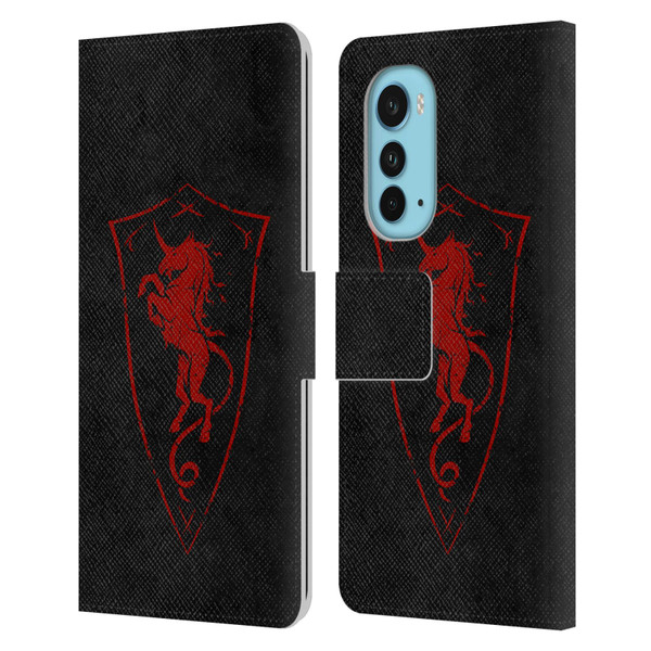 Christos Karapanos Shield Unicorn Leather Book Wallet Case Cover For Motorola Edge (2022)