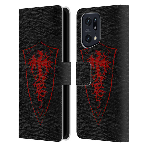 Christos Karapanos Shield Phoenix Leather Book Wallet Case Cover For OPPO Find X5 Pro