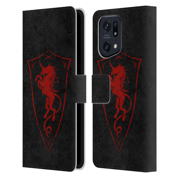 Christos Karapanos Shield Unicorn Leather Book Wallet Case Cover For OPPO Find X5 Pro