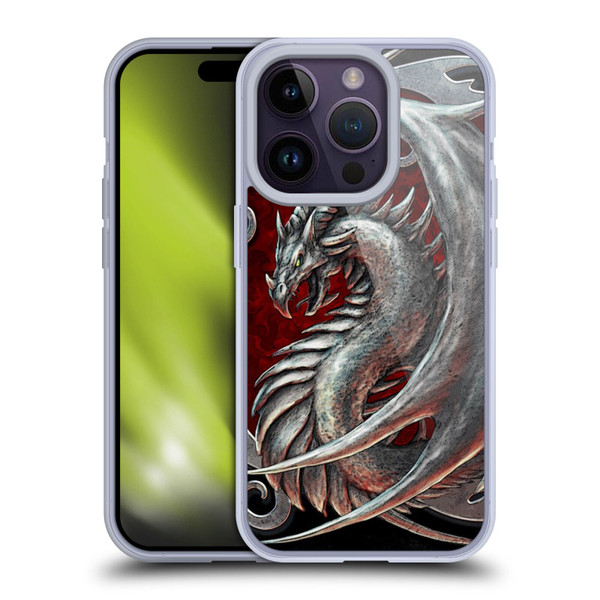 Christos Karapanos Dragons 2 Talisman Silver Soft Gel Case for Apple iPhone 14 Pro