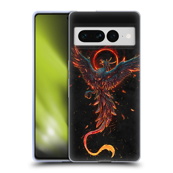 Christos Karapanos Mythical Art Black Phoenix Soft Gel Case for Google Pixel 7 Pro