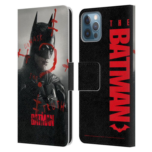 The Batman Posters Unmask The Truth Leather Book Wallet Case Cover For Apple iPhone 12 / iPhone 12 Pro