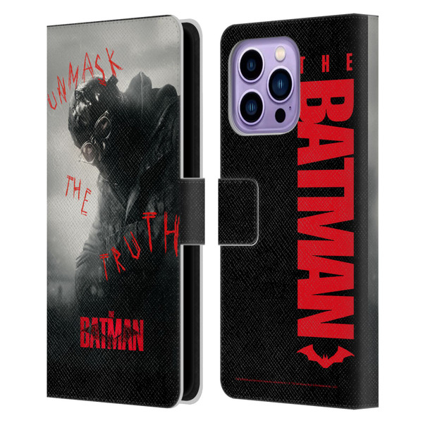 The Batman Posters Riddler Unmask The Truth Leather Book Wallet Case Cover For Apple iPhone 14 Pro Max