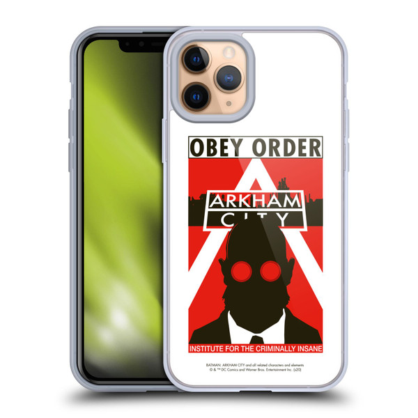 Batman Arkham City Graphics Hugo Strange Obey Order Soft Gel Case for Apple iPhone 11 Pro
