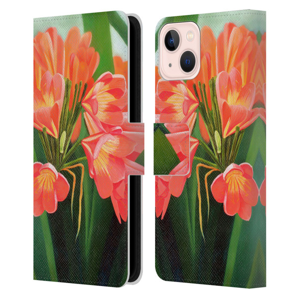 Graeme Stevenson Assorted Designs Flowers 2 Leather Book Wallet Case Cover For Apple iPhone 13