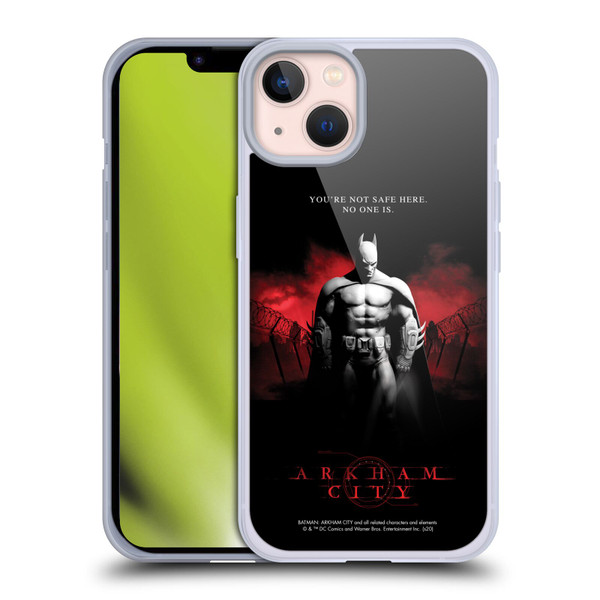 Batman Arkham City Graphics Batman Not Safe Here Soft Gel Case for Apple iPhone 13