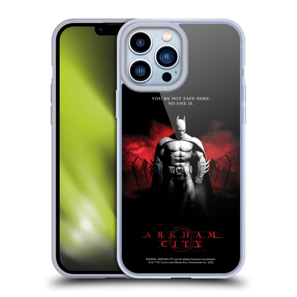 Batman Arkham City Graphics Batman Not Safe Here Soft Gel Case for Apple iPhone 13 Pro Max