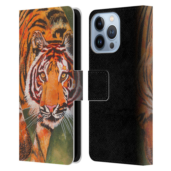 Graeme Stevenson Assorted Designs Tiger 1 Leather Book Wallet Case Cover For Apple iPhone 13 Pro