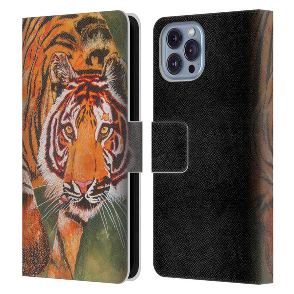 Graeme Stevenson Assorted Designs Tiger 1 Leather Book Wallet Case Cover For Apple iPhone 14