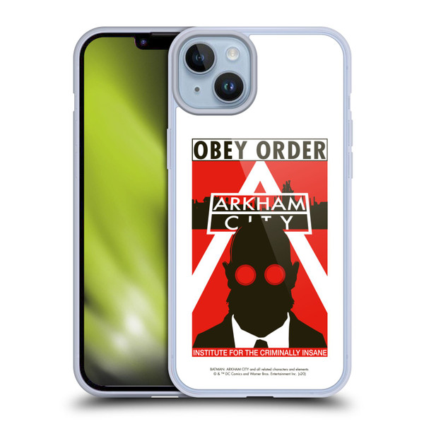 Batman Arkham City Graphics Hugo Strange Obey Order Soft Gel Case for Apple iPhone 14 Plus