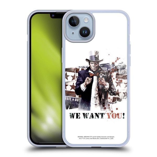 Batman Arkham City Graphics Two-Face We Want You Soft Gel Case for Apple iPhone 14 Plus