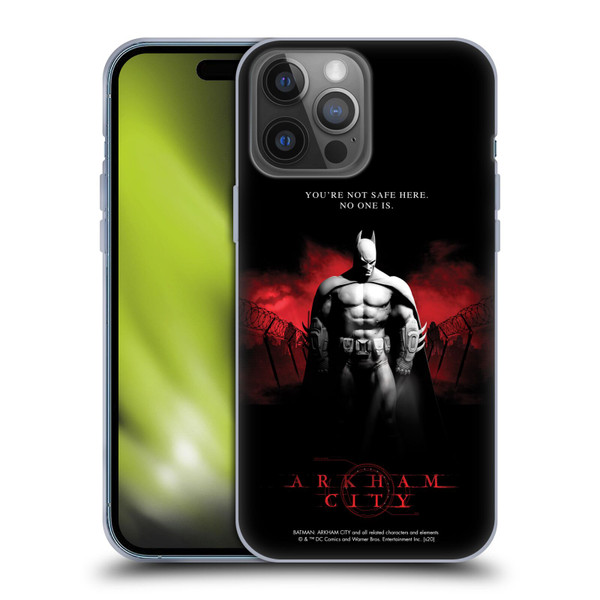 Batman Arkham City Graphics Batman Not Safe Here Soft Gel Case for Apple iPhone 14 Pro Max
