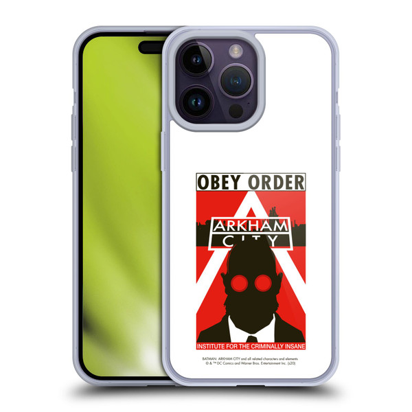 Batman Arkham City Graphics Hugo Strange Obey Order Soft Gel Case for Apple iPhone 14 Pro Max