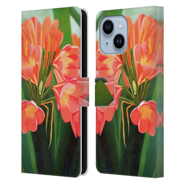 Graeme Stevenson Assorted Designs Flowers 2 Leather Book Wallet Case Cover For Apple iPhone 14 Plus