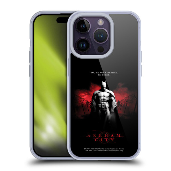 Batman Arkham City Graphics Batman Not Safe Here Soft Gel Case for Apple iPhone 14 Pro