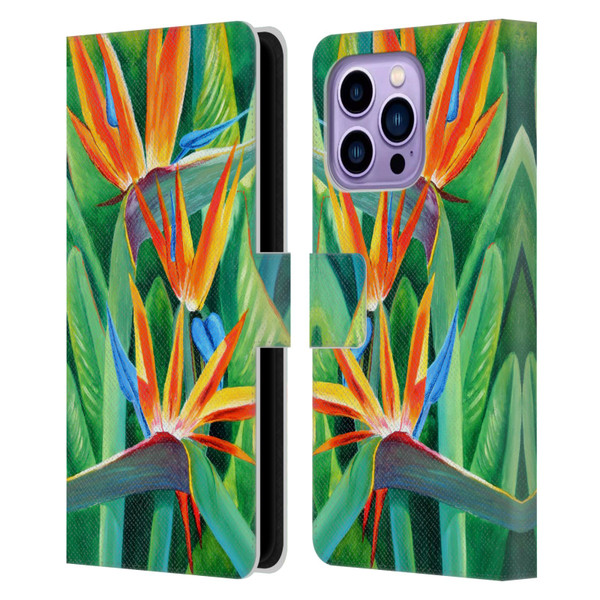 Graeme Stevenson Assorted Designs Birds Of Paradise Leather Book Wallet Case Cover For Apple iPhone 14 Pro Max