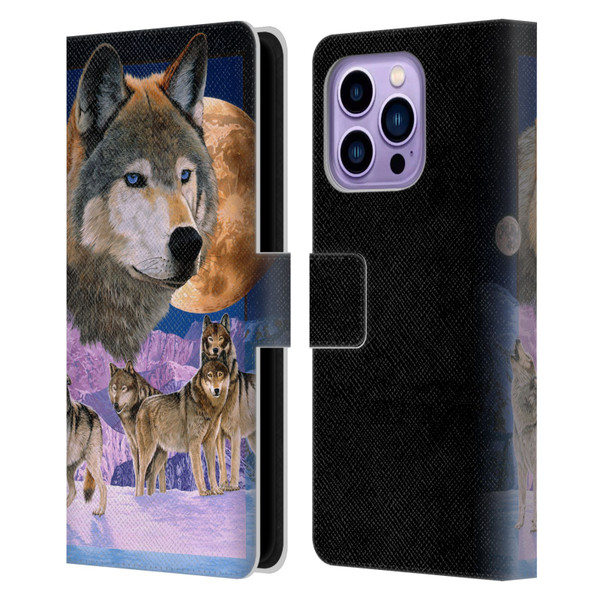 Graeme Stevenson Assorted Designs Wolves Leather Book Wallet Case Cover For Apple iPhone 14 Pro Max
