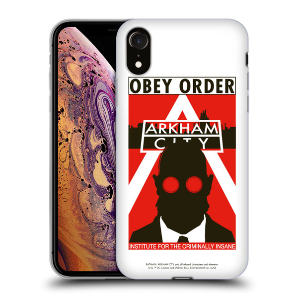 Batman Arkham City Graphics Hugo Strange Obey Order Soft Gel Case for Apple iPhone XR