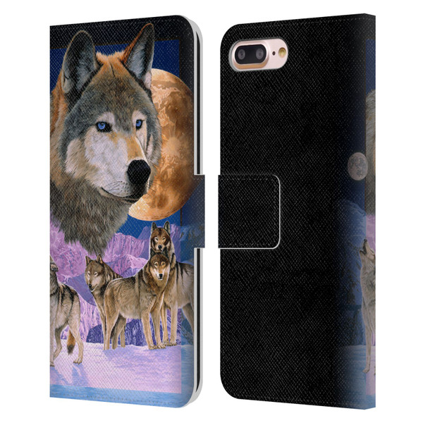 Graeme Stevenson Assorted Designs Wolves Leather Book Wallet Case Cover For Apple iPhone 7 Plus / iPhone 8 Plus