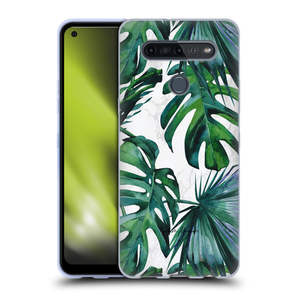 Nature Magick Tropical Palm Leaves On Marble Green Tropics Soft Gel Case for LG K51S