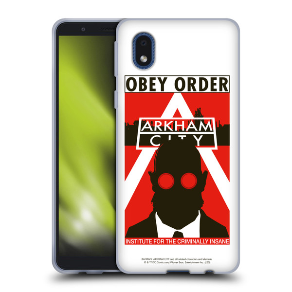 Batman Arkham City Graphics Hugo Strange Obey Order Soft Gel Case for Samsung Galaxy A01 Core (2020)